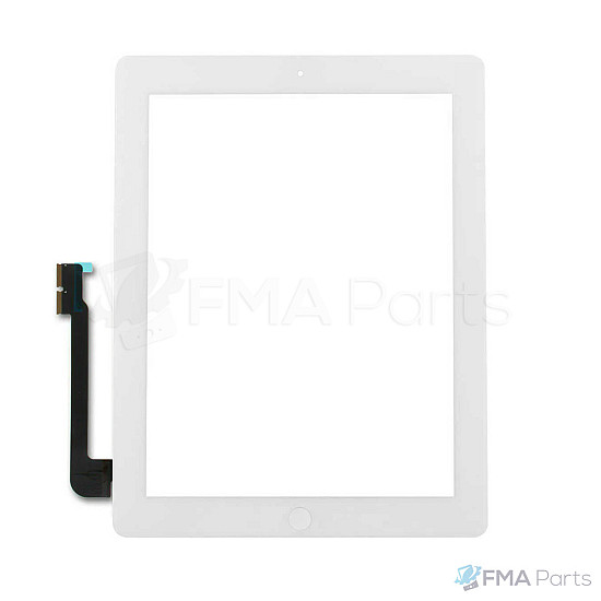 Glass Digitizer Assembly with Home Button, Camera Bracket and Adhesive - White [High Quality] for iPad 3 (The new iPad)